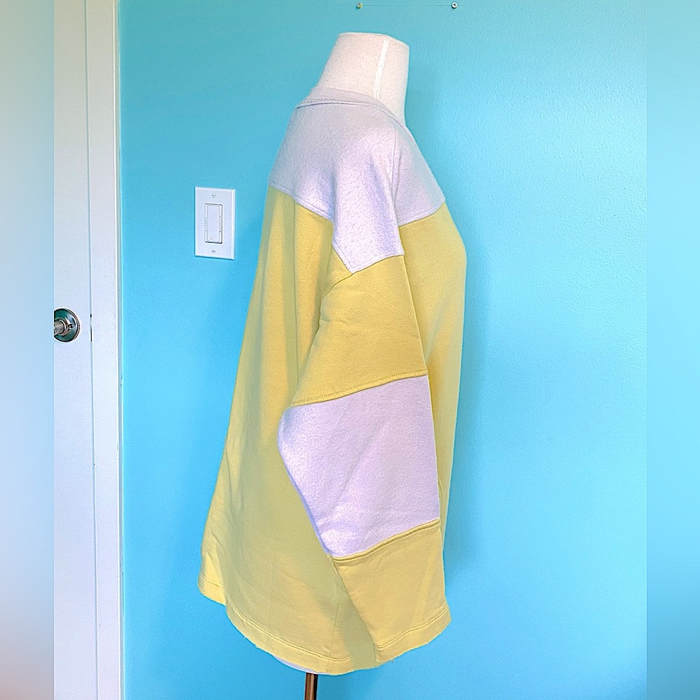 NWT XS Free People Jordan Fleece Sweatshirt Citron Combo Colorblock Oversized FP - Picture 10 of 15